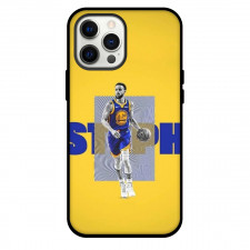 NBA Stephen Curry Phone Case For iPhone and Samsung Galaxy Devices - Stephen Curry Dribbling Yellow Background