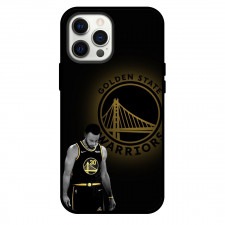 NBA Stephen Curry Phone Case For iPhone and Samsung Galaxy Devices - Stephen Curry Look Down Golden State Warriors Logo Background