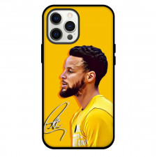 NBA Stephen Curry Phone Case For iPhone and Samsung Galaxy Devices - Stephen Curry Side Portrait Illustration On Yellow Background