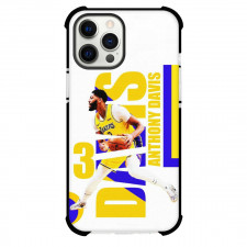 NBA Anthony Davis Phone Case For iPhone and Samsung Galaxy Devices - Anthony Davis 3 Dribbling Yellow Blue Background