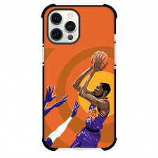 NBA Kevin Durant Phone Case For iPhone and Samsung Galaxy Devices - Kevin Durant Dunking Cartoon Art Orange Background