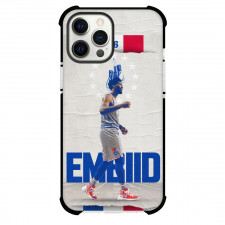 NBA Joel Embiid Phone Case For iPhone and Samsung Galaxy Devices - Joel Embiid 76ers Side Portrait White Background