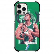 NBA Giannis Antetokounmpo Phone Case For iPhone and Samsung Galaxy Devices - Giannis Antetokounmpo Celebration Green Background