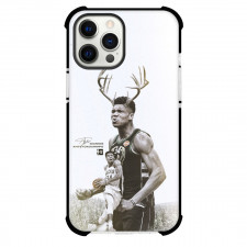 NBA Giannis Antetokounmpo Phone Case For iPhone and Samsung Galaxy Devices - Giannis Antetokounmpo With Horn Grayscale