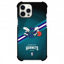 NBA Charlotte Hornets Phone Case For iPhone and Samsung Galaxy Devices - Team 90's Logo Stripe Background