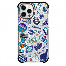 NBA Charlotte Hornets Phone Case For iPhone and Samsung Galaxy Devices - Hornets Mania Sticker Collage Logos