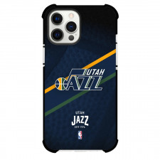 NBA Utah Jazz Phone Case For iPhone and Samsung Galaxy Devices - Team Logo Stripe Background