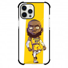 NBA LeBron James Phone Case For iPhone and Samsung Galaxy Devices - LeBron James Lakers 23 Cartoon Art Yellow Background