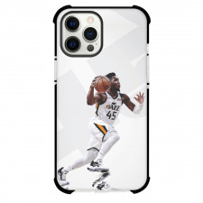 NBA Donovan Mitchell Phone Case For iPhone and Samsung Galaxy Devices - Donovan Mitchell 45 Dribbling White Background