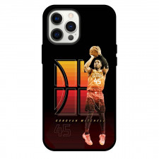 NBA Donovan Mitchell Phone Case For iPhone and Samsung Galaxy Devices - Donovan Mitchell Utah 45 Shooting Black Background