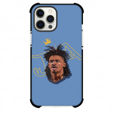 NBA Ja Morant Phone Case For iPhone and Samsung Galaxy Devices - Ja Morant King Illustration On Blue Background