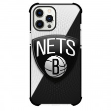 NBA Brooklyn Nets Phone Case For iPhone and Samsung Galaxy Devices - Team Logo On Grey and Black Background