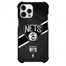 NBA Brooklyn Nets Phone Case For iPhone and Samsung Galaxy Devices - Team Logo Stripe Background