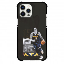 NBA Nikola Jokic Phone Case For iPhone and Samsung Galaxy Devices - Nikola Jokic Grayscale Black Background