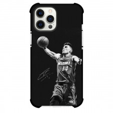 NBA Tyler Herro Phone Case For iPhone and Samsung Galaxy Devices - Tyler Herro Dunking Grayscale Black Background