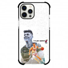 NBA Tyler Herro Phone Case For iPhone and Samsung Galaxy Devices - Tyler Herro Heat 14 Dribbling White Background