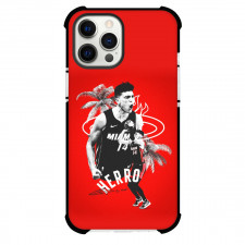 NBA Tyler Herro Phone Case For iPhone and Samsung Galaxy Devices - Tyler Herro Miami 14 Shooting Red Background