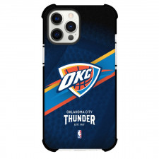 NBA Oklahoma City Thunder Phone Case For iPhone and Samsung Galaxy Devices - Team Logo Stripe Background