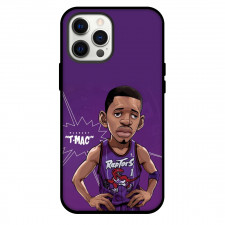 NBA Tracy McGrady Phone Case For iPhone and Samsung Galaxy Devices - Tracy McGrady Raptors Cartoon Art Purple Background