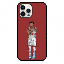 NBA Trae Young Phone Case For iPhone and Samsung Galaxy Devices - Trae Young Ice Cold Sketch On Red Background