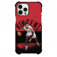 NBA Gabe Vincent Phone Case For iPhone and Samsung Galaxy Devices - Gabe Vincent Heat 2 Dribbling Red Black Background
