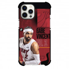 NBA Gabe Vincent Phone Case For iPhone and Samsung Galaxy Devices - Gabe Vincent Heat 2 Portrait Red Background