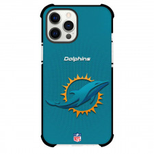 NFL Miami Dolphins Phone Case For iPhone and Samsung Galaxy Devices - Team Logo On Cyan Background