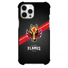 NHL Calgary Flames Phone Case For iPhone and Samsung Galaxy Devices - Team 1999 Logo Stripe Background