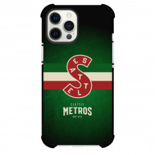 NHL Seattle Metropolitans Phone Case For iPhone and Samsung Galaxy Devices - Team Logo Stripe Background