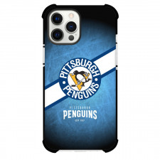 NHL Pittsburgh Penguins Phone Case For iPhone and Samsung Galaxy Devices - Team 2008 Logo Stripe Background