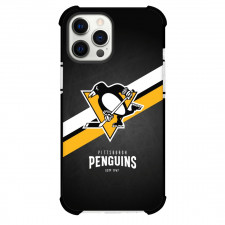 NHL Pittsburgh Penguins Phone Case For iPhone and Samsung Galaxy Devices - Team Logo Stripe Background
