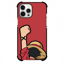 One Piece Luffy Phone Case For iPhone and Samsung Galaxy Devices - Luffy Chibi Hand Up Red Background