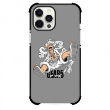 One Piece Luffy Phone Case For iPhone and Samsung Galaxy Devices - Luffy Gear 5 Laughing On Gray Background