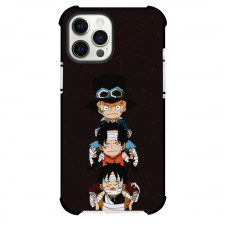 One Piece Phone Case For iPhone and Samsung Galaxy Devices - Luffy Ace Sabo 3 Brothers Portrait Black Background