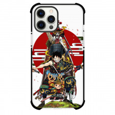 One Piece Phone Case For iPhone and Samsung Galaxy Devices - Japanese Samurai Style Luffy Chopper Brook Sunset Background