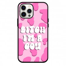 Doja Cat Phone Case For iPhone and Samsung Galaxy Devices - Doja Cat Bitch I'm A Cow Pink Background