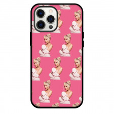 Doja Cat Phone Case For iPhone and Samsung Galaxy Devices - Doja Cat Portrait Pattern Art On Pink Background