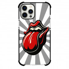 The Rolling Stones Phone Case For iPhone and Samsung Galaxy Devices - The Rolling Stones Logo On Gray White Stripe Background