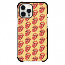 The Rolling Stones Phone Case For iPhone and Samsung Galaxy Devices - The Rolling Stones Logo Pattern Art On Yellow Background