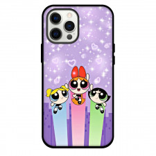 The Powerpuff Girls Phone Case For iPhone and Samsung Galaxy Devices - The Powerpuff Girls Jumping Purple Heart Background