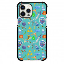 The Legend of Zelda Phone Case For iPhone and Samsung Galaxy Devices - The Legend of Zelda Weapons Pattern Art On Cyan Background