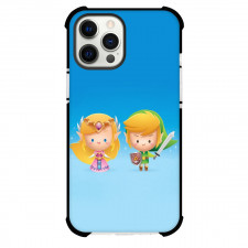 The Legend of Zelda Phone Case For iPhone and Samsung Galaxy Devices - Zelda and Link Chibi Art On Blue Background