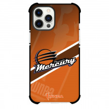WNBA Phoenix Mercury Phone Case For iPhone and Samsung Galaxy Devices - Team Logo On Brown Stripe Orange Background