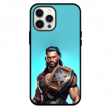 WWE Roman Reigns Phone Case For iPhone and Samsung Galaxy Devices - Roman Reigns Portrait Illustration Cyan Background