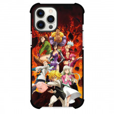 The Seven Deadly Sins Case For iPhone Samsung Galaxy Pixel OnePlus Vivo Xiaomi Asus Sony Motorola Nokia - Characters Fighting Stance On Flaming Background