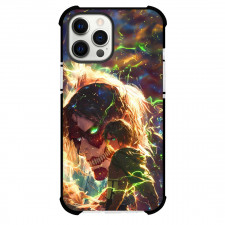 Attack On Titan Eren Phone Case For iPhone Samsung Galaxy Pixel OnePlus Vivo Xiaomi Asus Sony Motorola Nokia - Eren Jaeger Wear Green Jacket with Scary Face Background