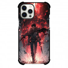 Attack On Titan Levi Phone Case For iPhone Samsung Galaxy Pixel OnePlus Vivo Xiaomi Asus Sony Motorola Nokia - Levi Carry Sword with Red Dragon Background