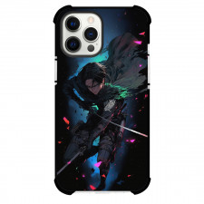 Attack On Titan Levi Phone Case For iPhone Samsung Galaxy Pixel OnePlus Vivo Xiaomi Asus Sony Motorola Nokia - Levi Dark Nights Fight with Black and Blue Background