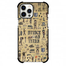 Attack On Titan Phone Case For iPhone Samsung Galaxy Pixel OnePlus Vivo Xiaomi Asus Sony Motorola Nokia - Titan Multi Chibi Activities on Brown Background