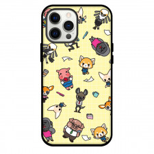 Aggretsuko Phone Case For iPhone Samsung Galaxy Pixel OnePlus Vivo Xiaomi Asus Sony Motorola Nokia - Characters Collage In Yellow Background